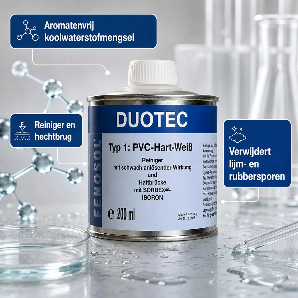 PVC lijm, PVC hard lijm, Fenosol DUOTEC 200ml, type 1, hard PVC, wit