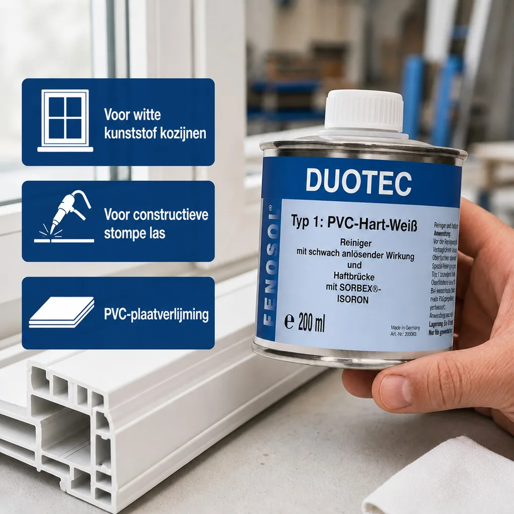 PVC lijm, PVC hard lijm, Fenosol DUOTEC 200ml, type 1, hard PVC, wit