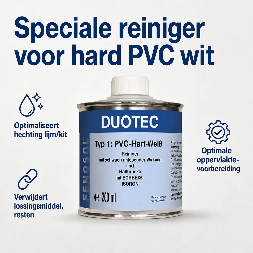 PVC lijm, PVC hard lijm, Fenosol DUOTEC 200ml, type 1, hard PVC, wit