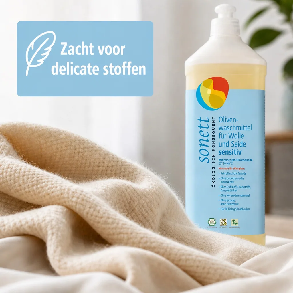 Wasmiddel wol en zijde, 1 Liter, wasmiddel gevoelige huid, wasmiddel olijfolie, vloeibaar, parfumvrij