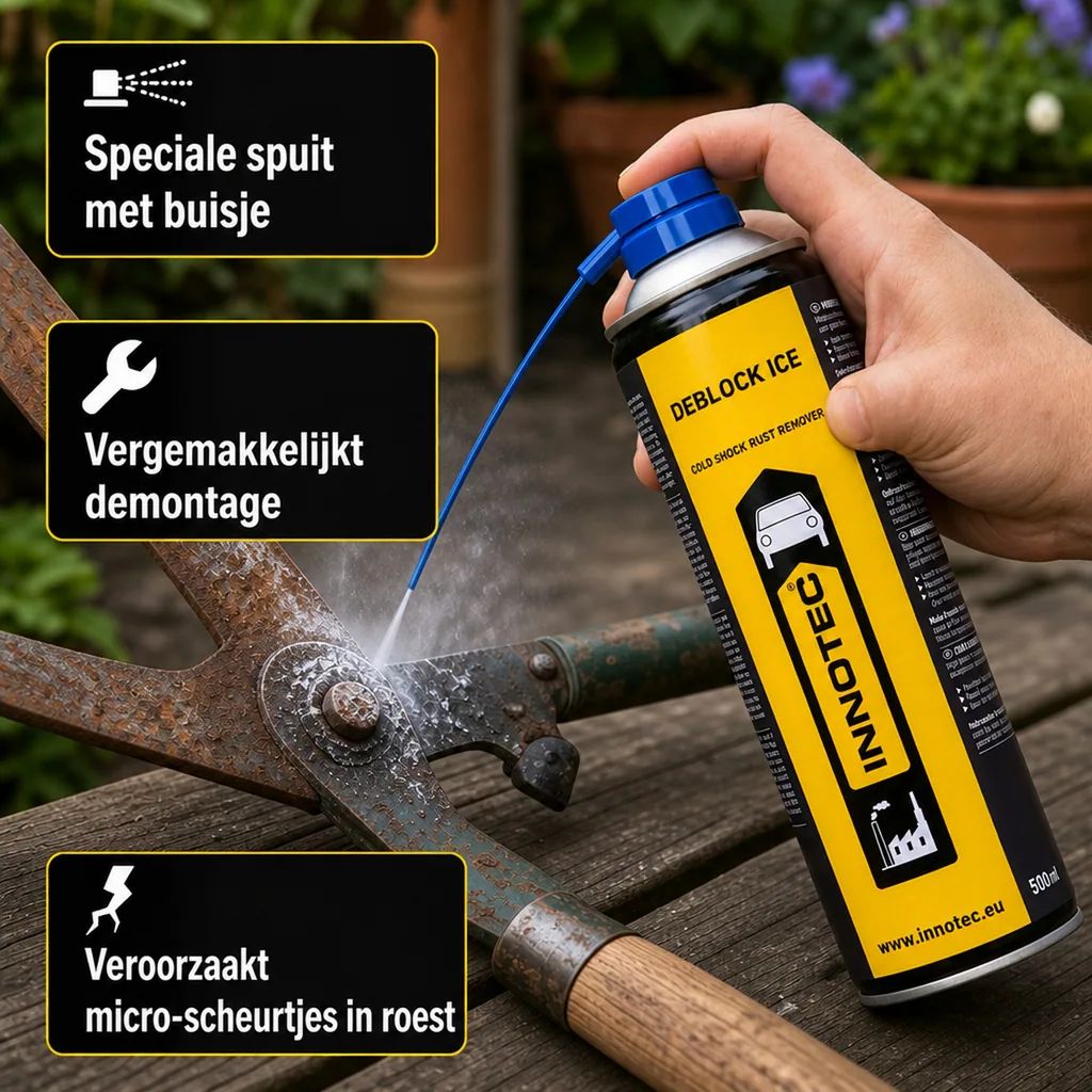 Roestoplosser, kruipolie, roest verwijderen, bouten losmaken, vastgeroeste bouten losmaken, roest losmaken, roest spray, koudeshock spray