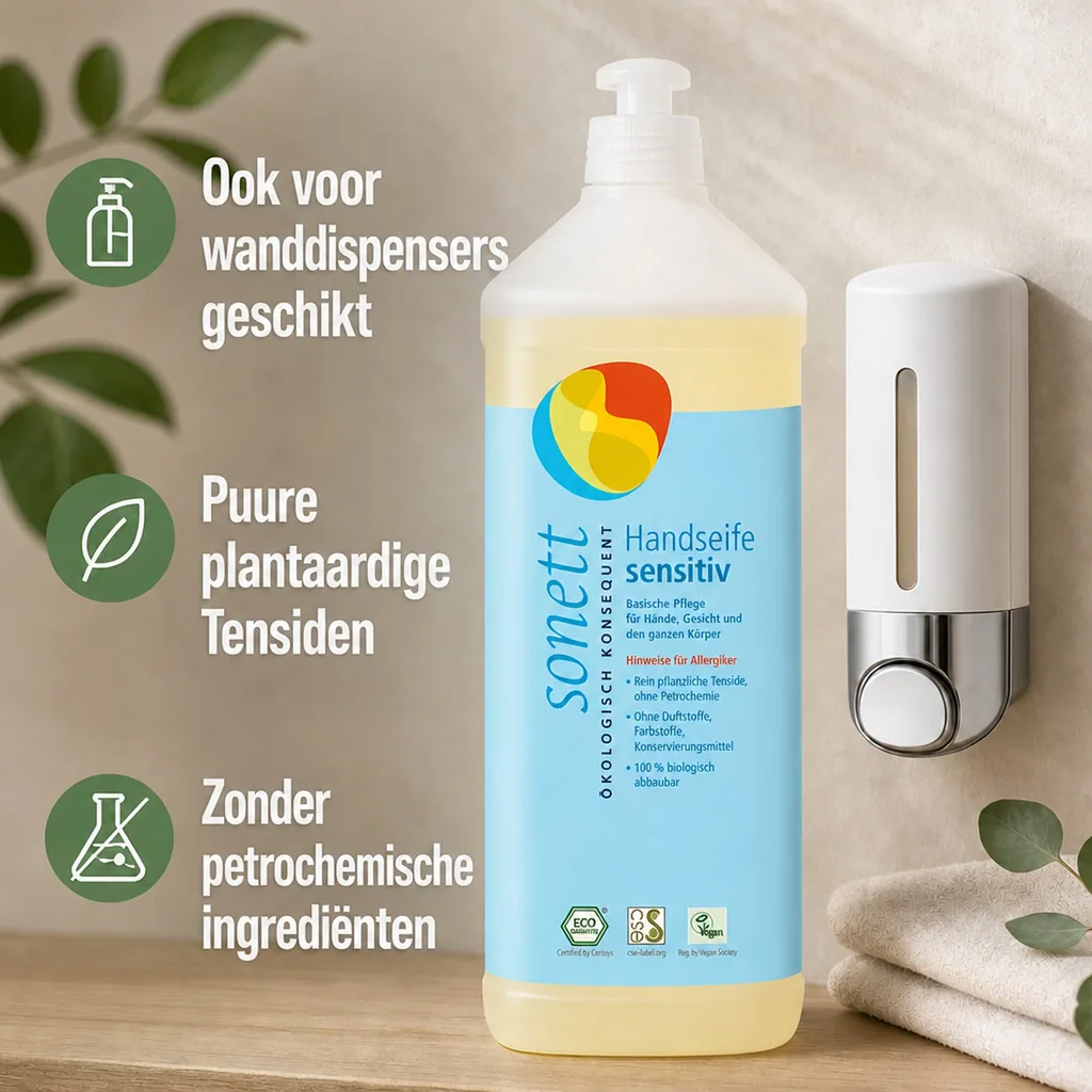 Handzeep navulling 1 liter, Sonett Handzeep sensitiv, parfumvrij, milde handzeep