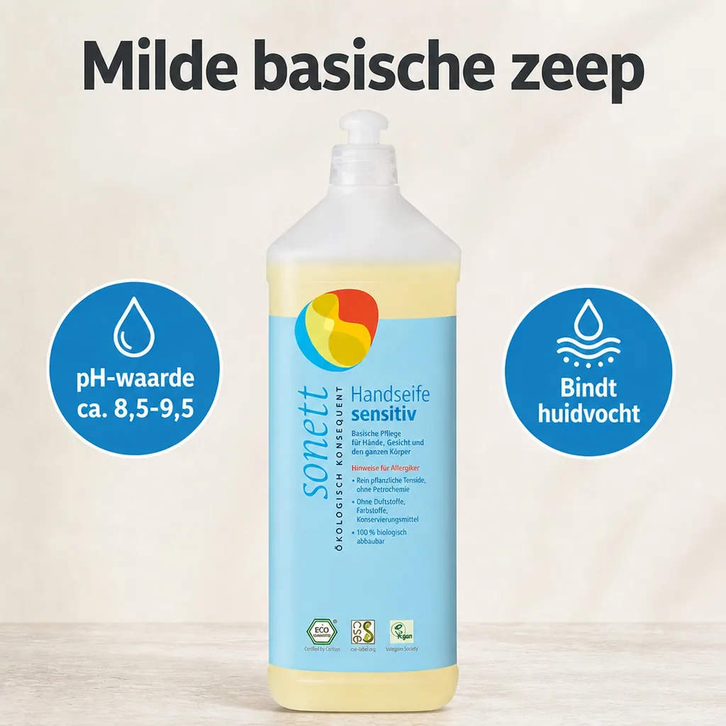 Handzeep navulling 1 liter, Sonett Handzeep sensitiv, parfumvrij, milde handzeep