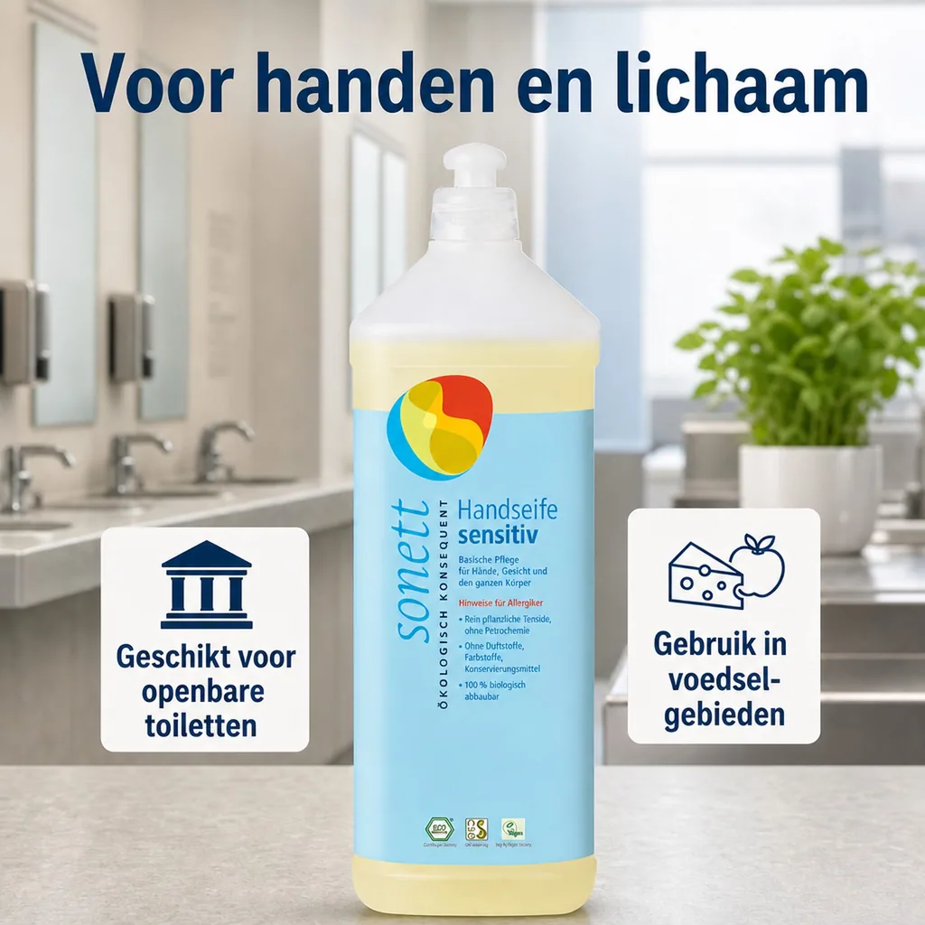 Handzeep navulling 1 liter, Sonett Handzeep sensitiv, parfumvrij, milde handzeep