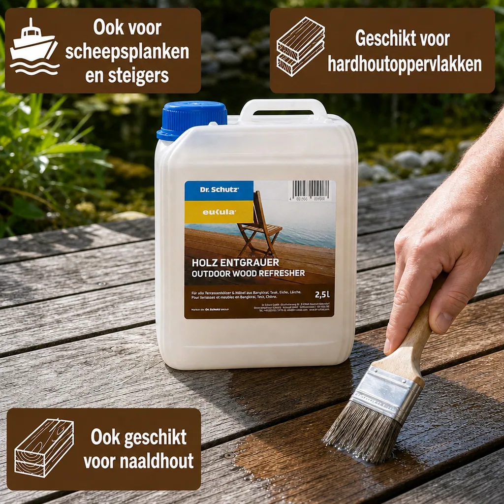 Hout ontgrijzer 2.5 Liter, hout reiniger, terras ontgrijzer