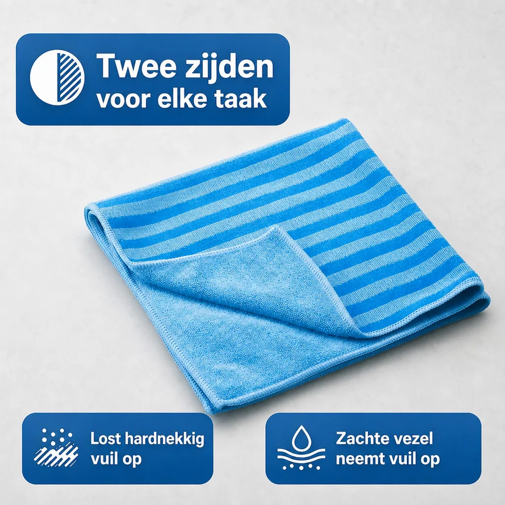Schoonmaakdoek 40x40cm, blauw, 10 stuks, reinigingsdoek, microvezeldoek