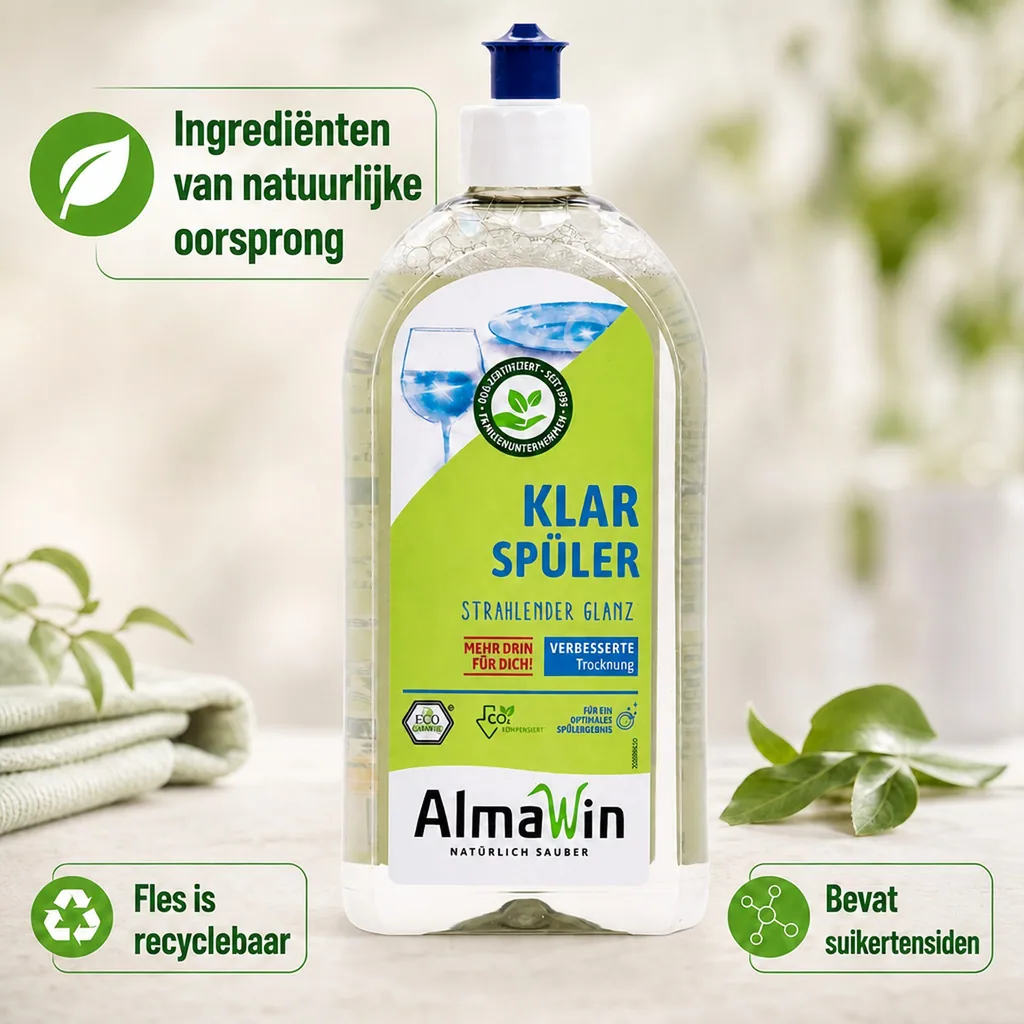 Vaatwasglansspoelmiddel 500 ml, natuurlijk glansspoelmiddel