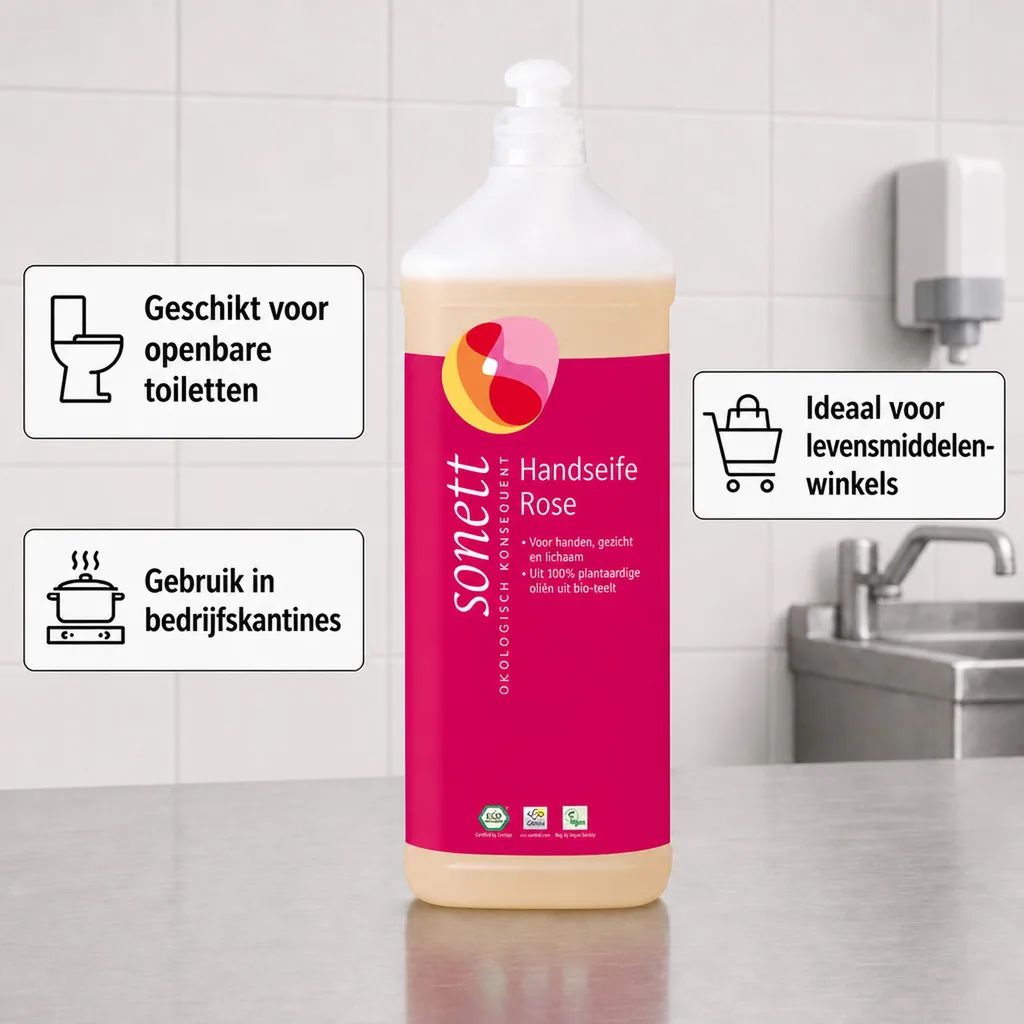 Handzeep navulverpakking, handzeep roos, 1 liter navul fles