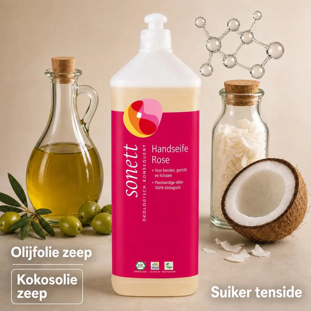 Handzeep navulverpakking, handzeep roos, 1 liter navul fles