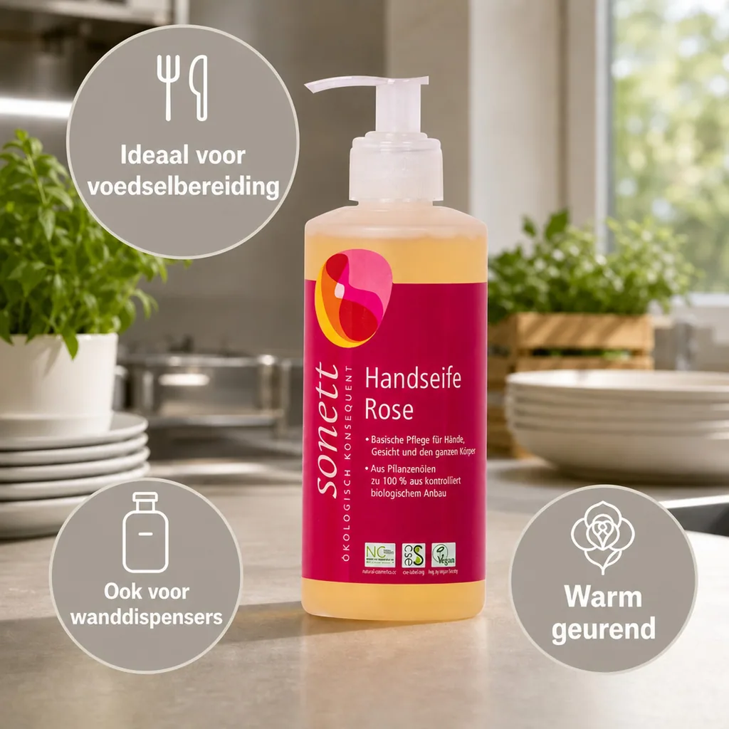 Handzeep roos, SONETT Handseife, 300ml, Spender, vloeibare handzeep