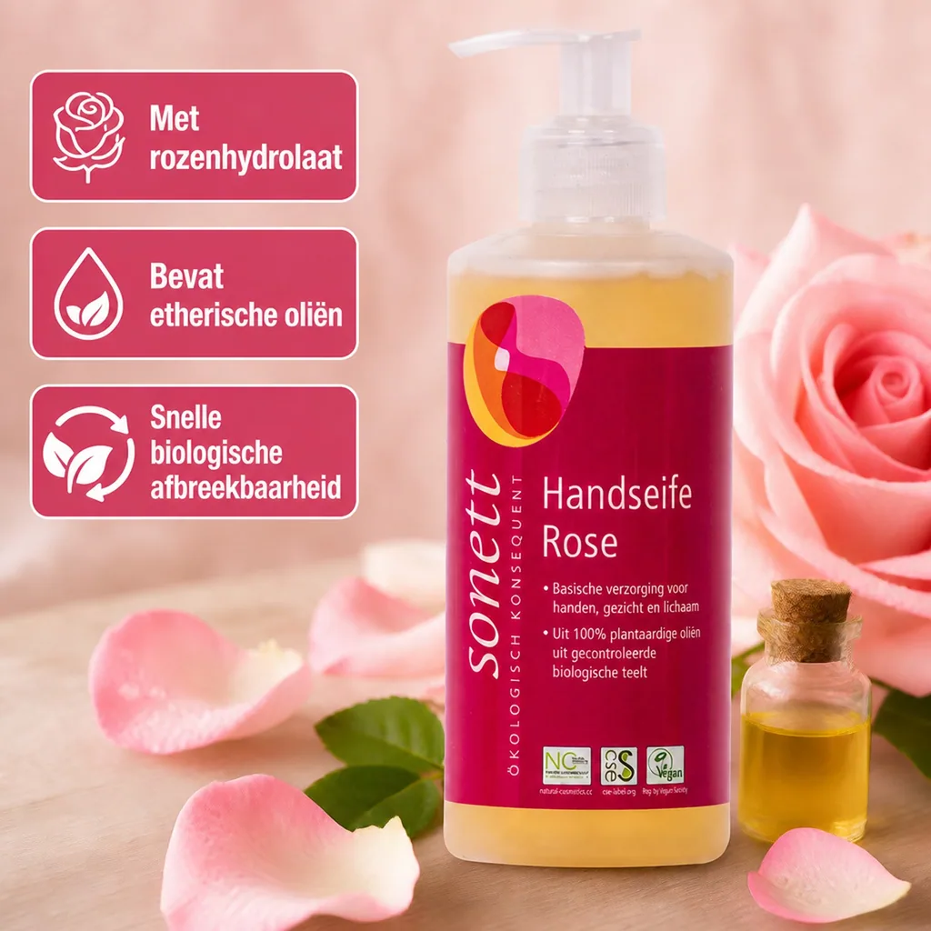 Handzeep roos, SONETT Handseife, 300ml, Spender, vloeibare handzeep