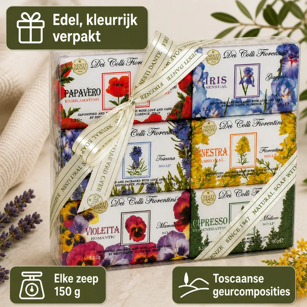 Zeep set, handzeep set, 6 x 150g, natuurlijke zeep, Italiaanse zeep