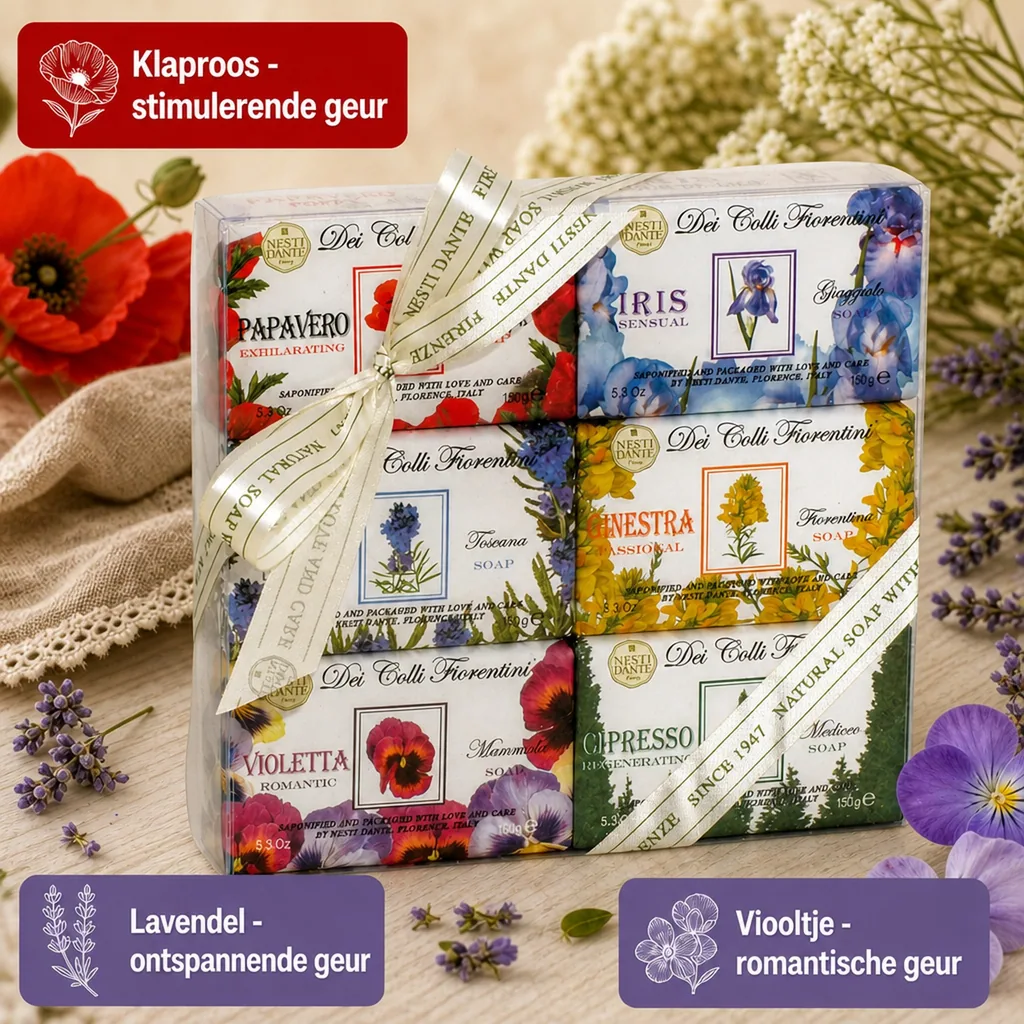 Zeep set, handzeep set, 6 x 150g, natuurlijke zeep, Italiaanse zeep