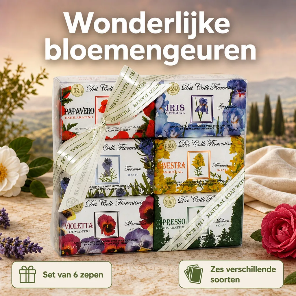 Zeep set, handzeep set, 6 x 150g, natuurlijke zeep, Italiaanse zeep