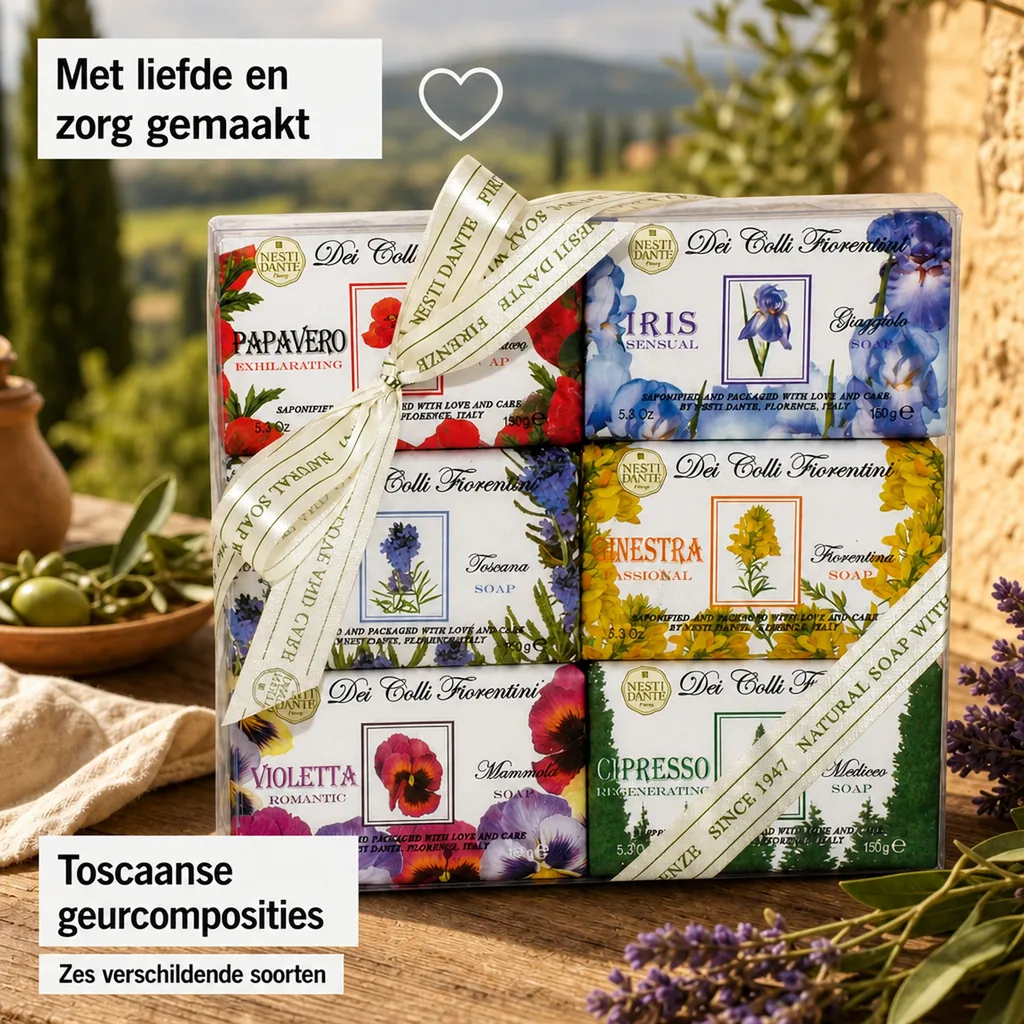 Zeep set, handzeep set, 6 x 150g, natuurlijke zeep, Italiaanse zeep