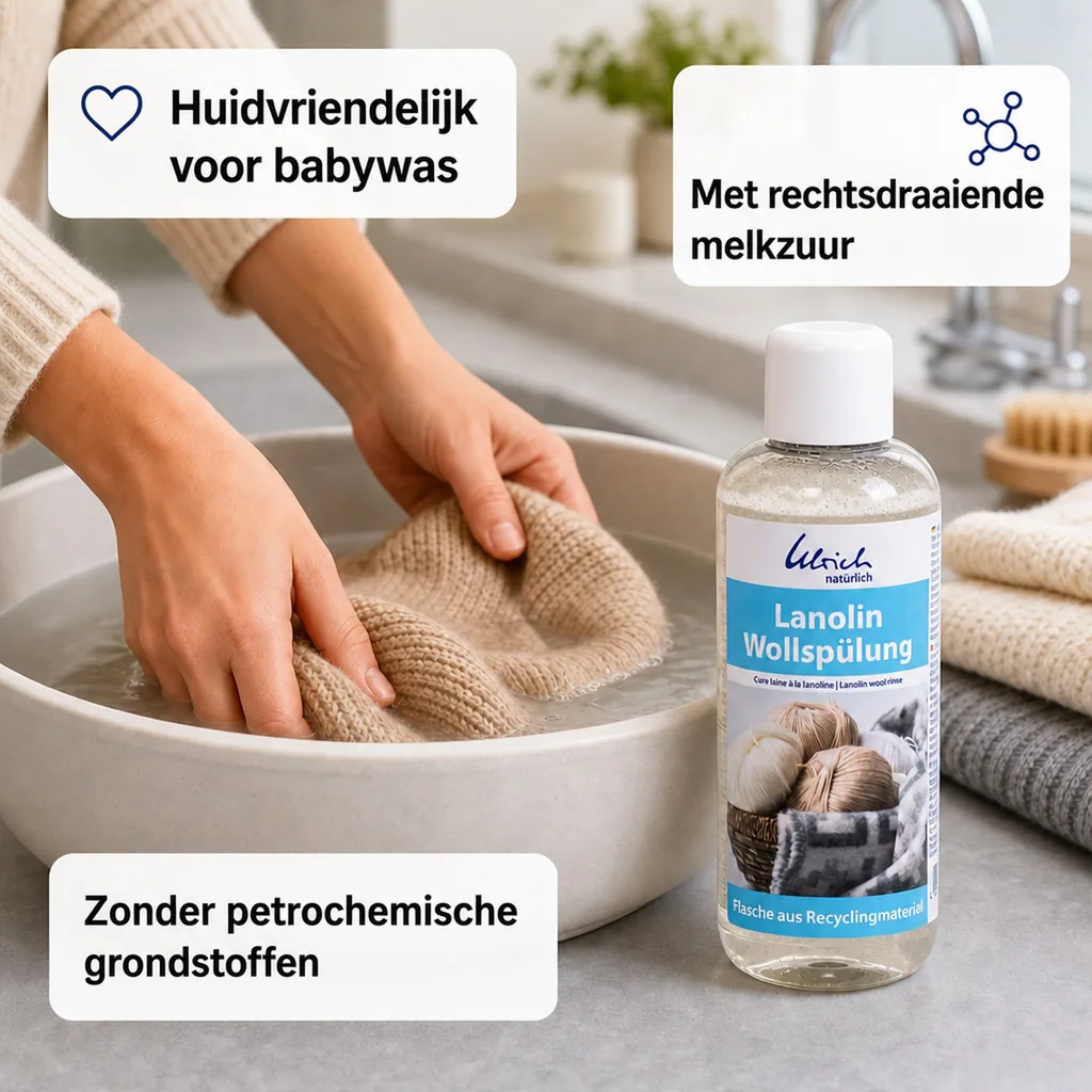 Lanoline wasverzachter, wolwasmiddel lanoline, wol spoelen, 250 ml