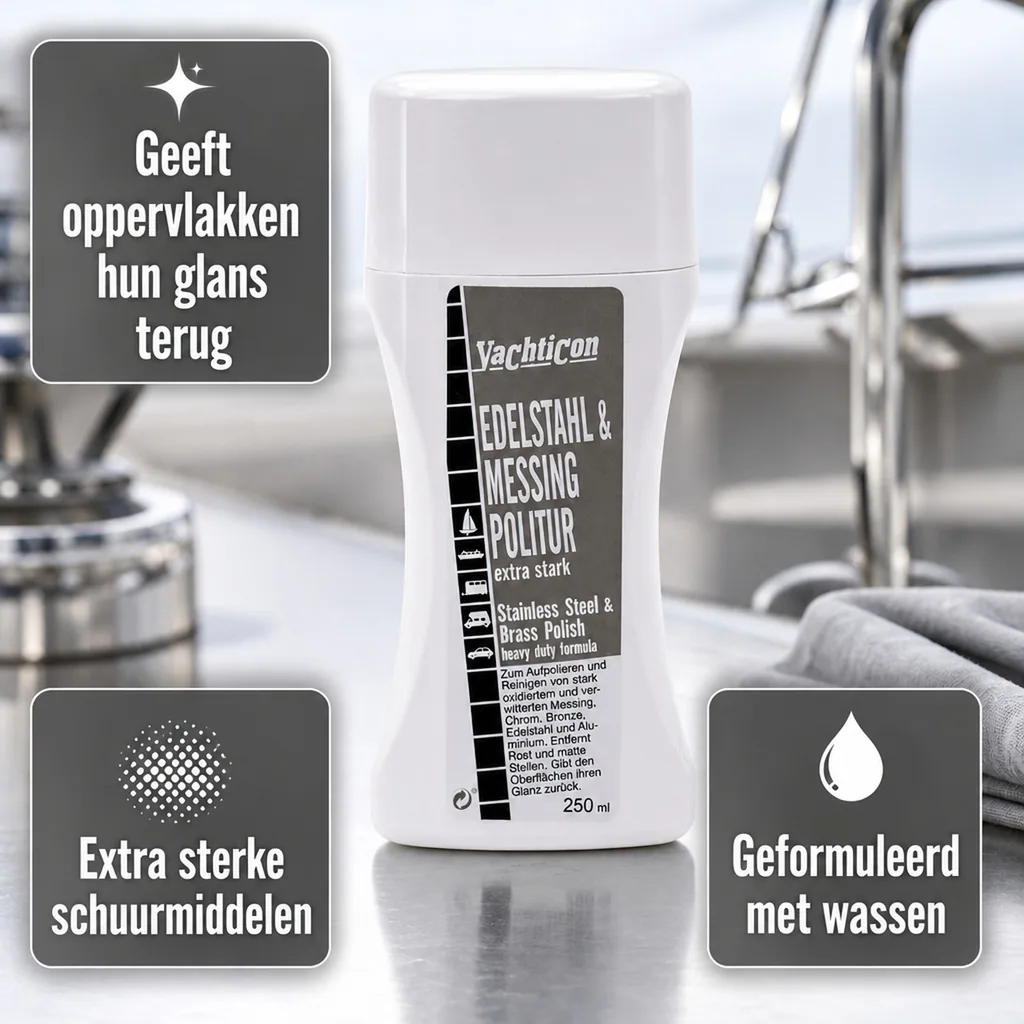 RVS polijstmiddel, Messing polijsten, Metaal polijstmiddel, 250 ml extra sterk