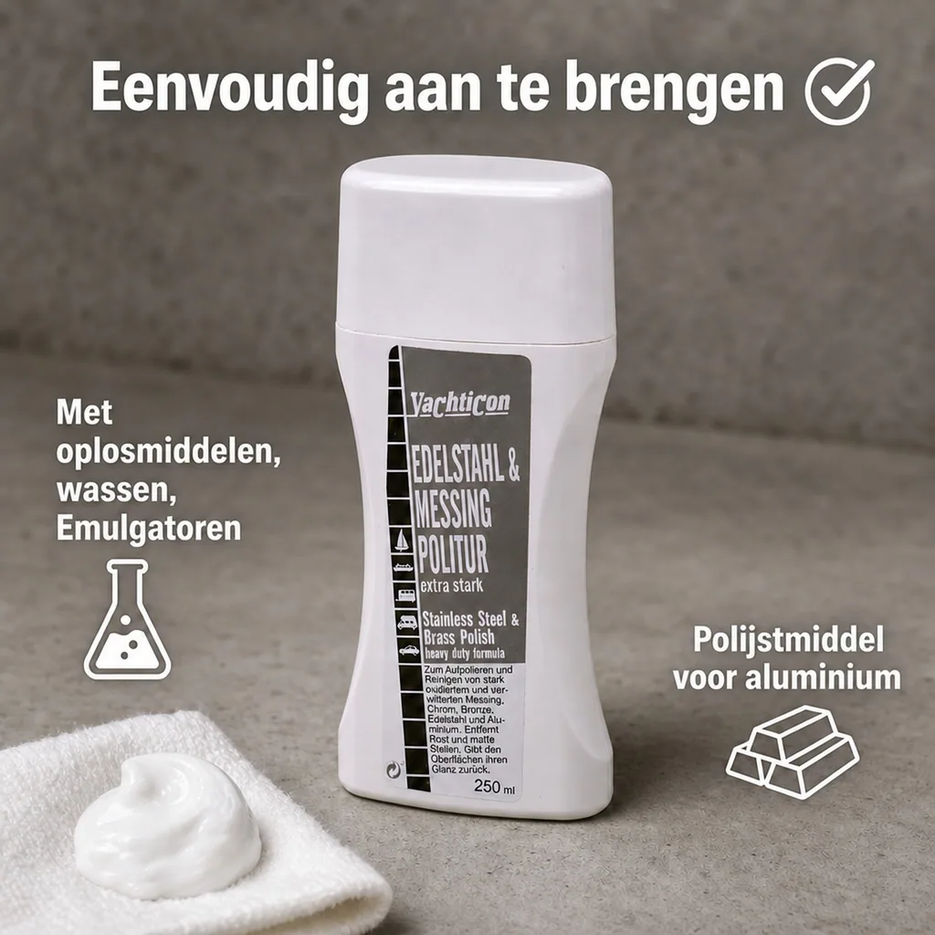 RVS polijstmiddel, Messing polijsten, Metaal polijstmiddel, 250 ml extra sterk