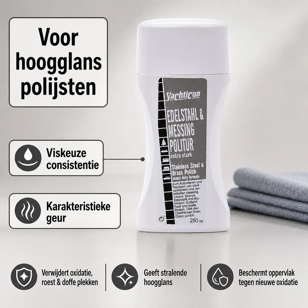 RVS polijstmiddel, Messing polijsten, Metaal polijstmiddel, 250 ml extra sterk