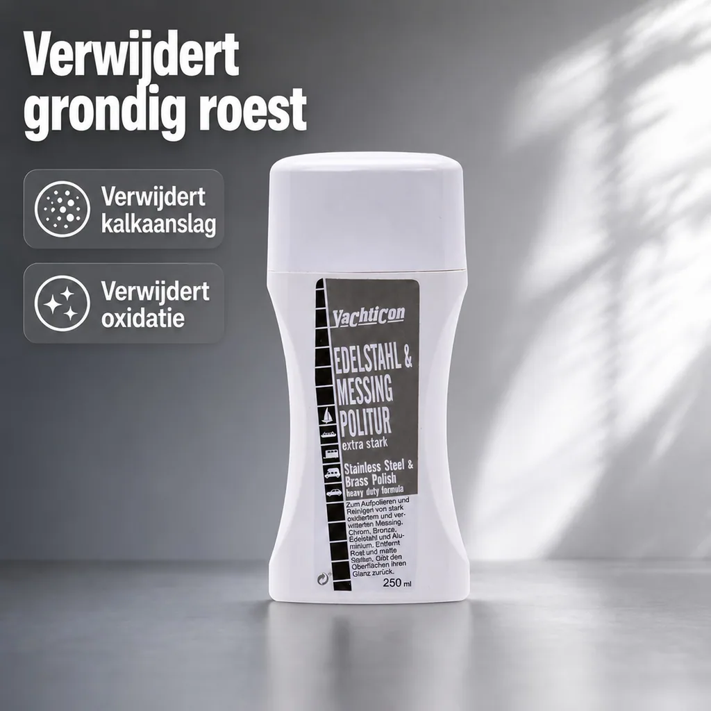 RVS polijstmiddel, Messing polijsten, Metaal polijstmiddel, 250 ml extra sterk