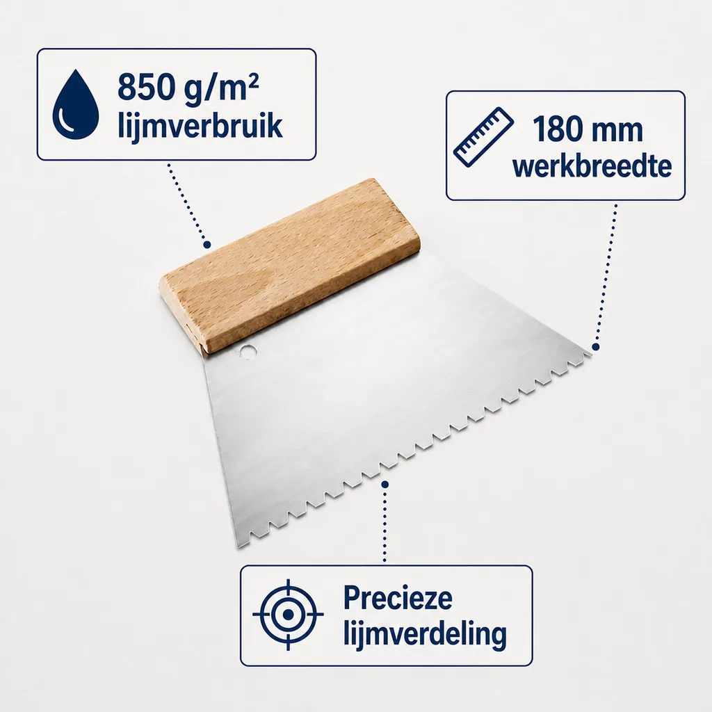 Tandspaan, Vloerspaan, Spaan, Lijmkam, Tandspaan vloer, Tandspaan B6, Gekartelde spaan, 850 G/m² B6 grob 180 mm/150 mm