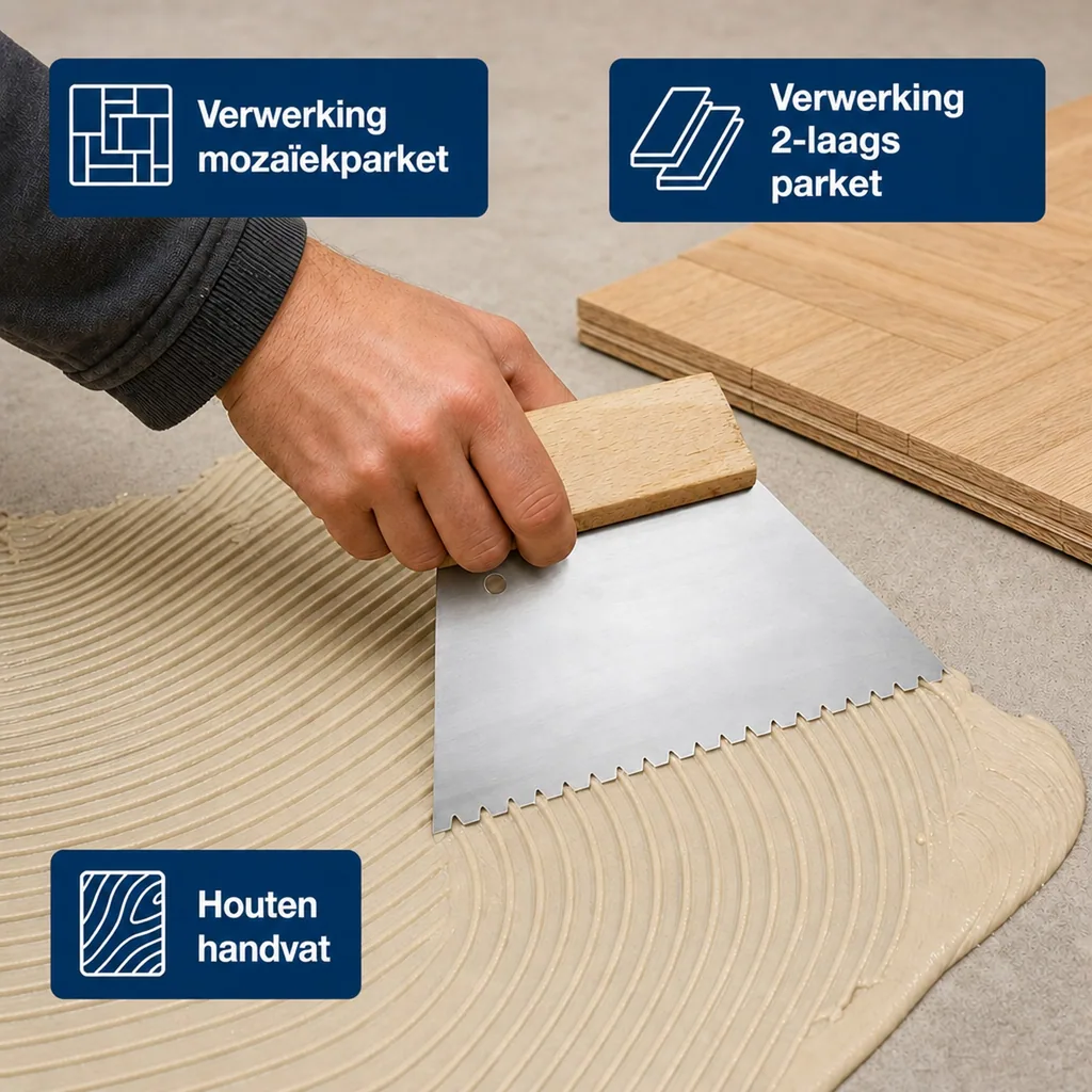 Tandspaan, Vloerspaan, Spaan, Lijmkam, Tandspaan vloer, Tandspaan B6, Gekartelde spaan, 850 G/m² B6 grob 180 mm/150 mm