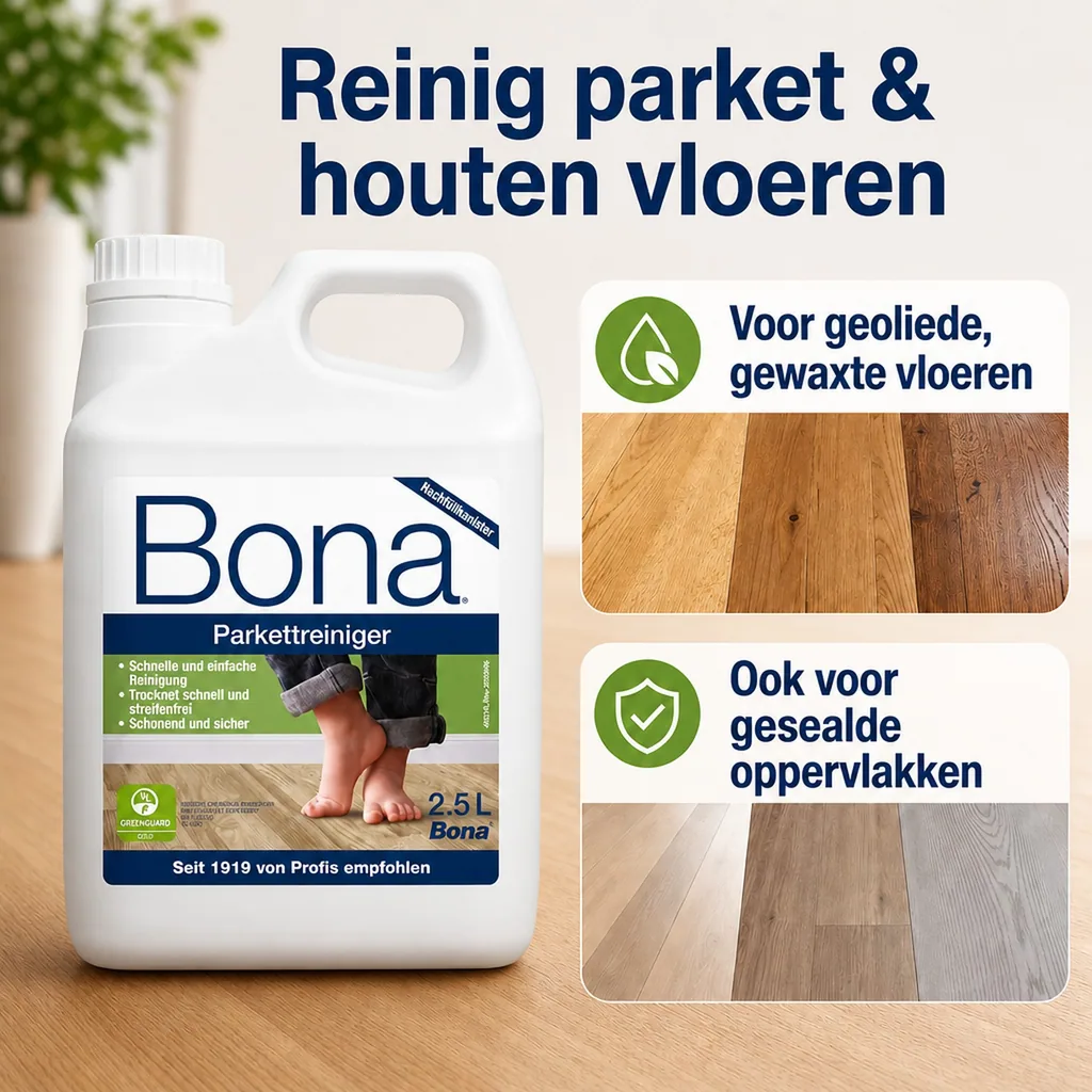 Parket reiniger 2,5 Liter, Houten vloer reiniger, voor Spray Mopp