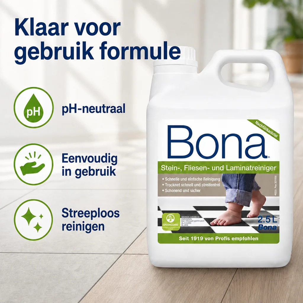 Laminatreiniger, tegels reinigen, steenreiniger, 2,5 Liter, voor spray mop