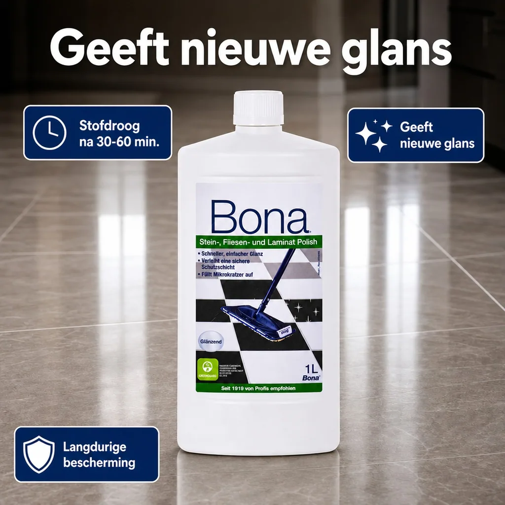 Vloer Polish, 1 Liter, glanzende polish voor tegels, steen en laminaat