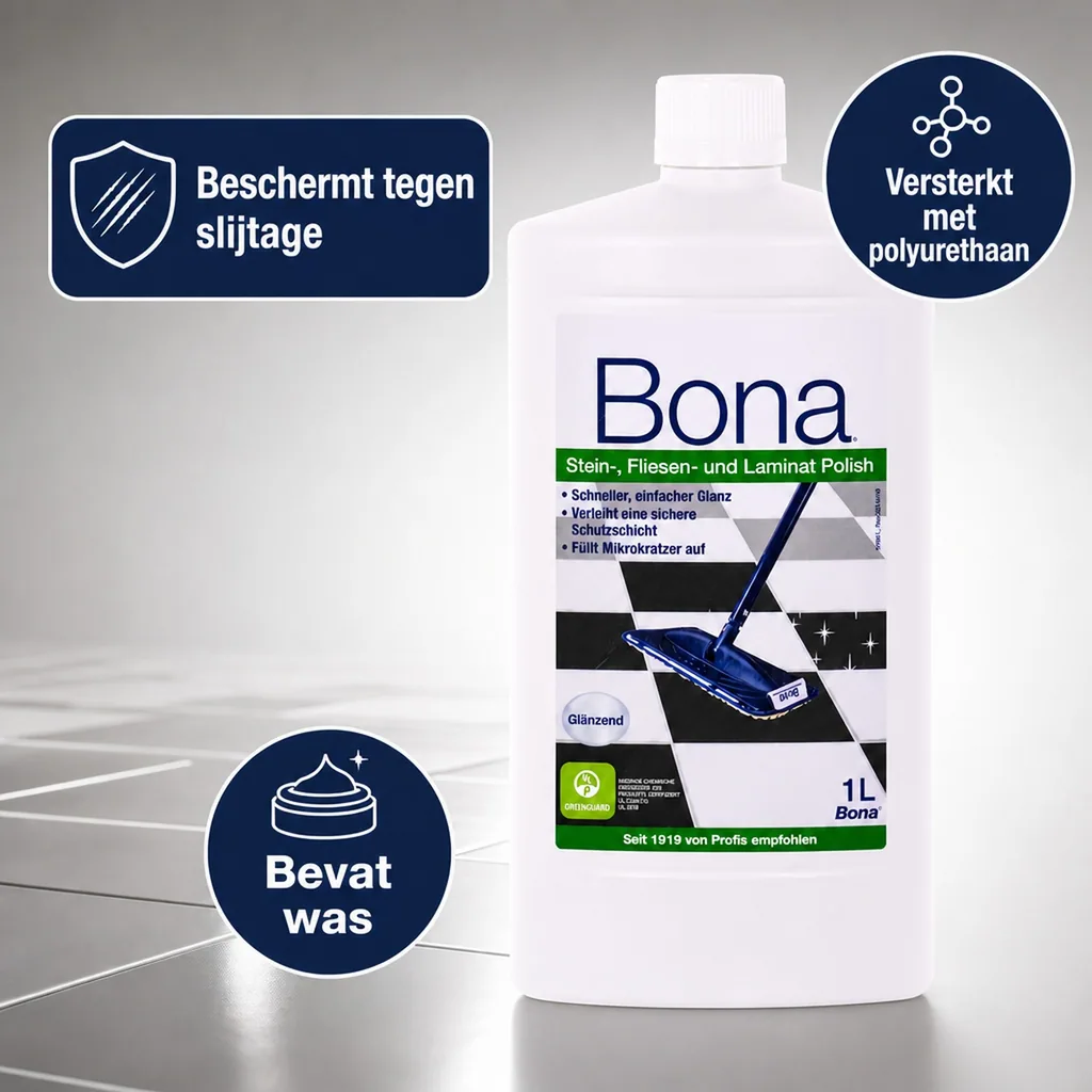Vloer Polish, 1 Liter, glanzende polish voor tegels, steen en laminaat