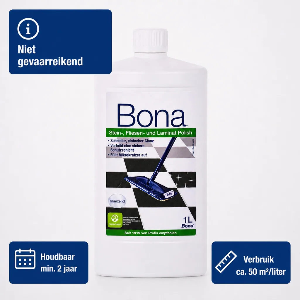 Vloer Polish, 1 Liter, glanzende polish voor tegels, steen en laminaat