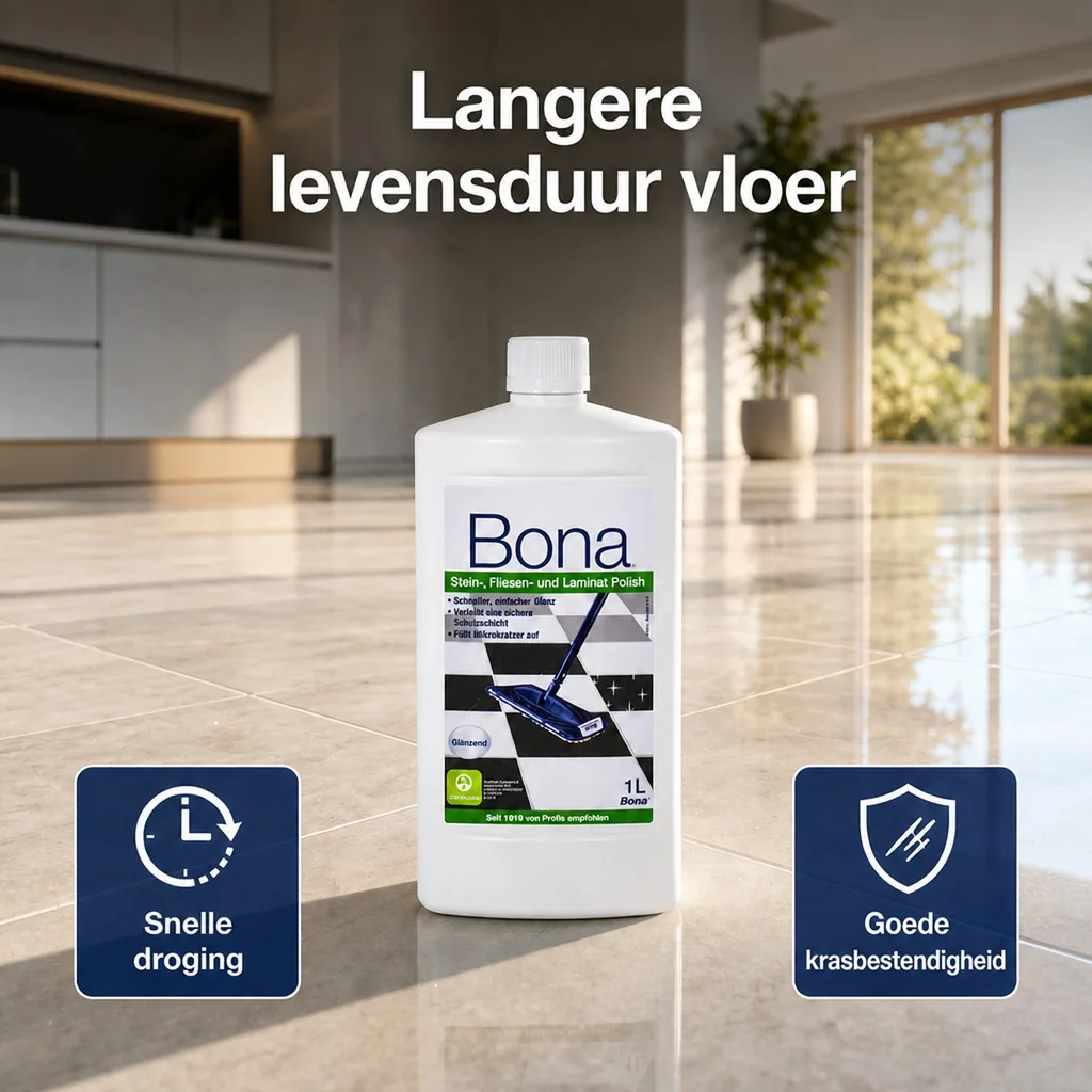 Vloer Polish, 1 Liter, glanzende polish voor tegels, steen en laminaat