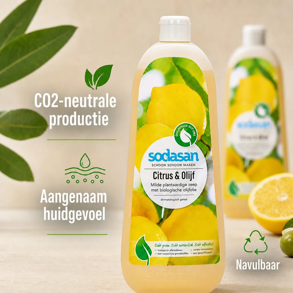 Vloeibare zeep, 1 Liter, citrus olijf, plantaardige zeep