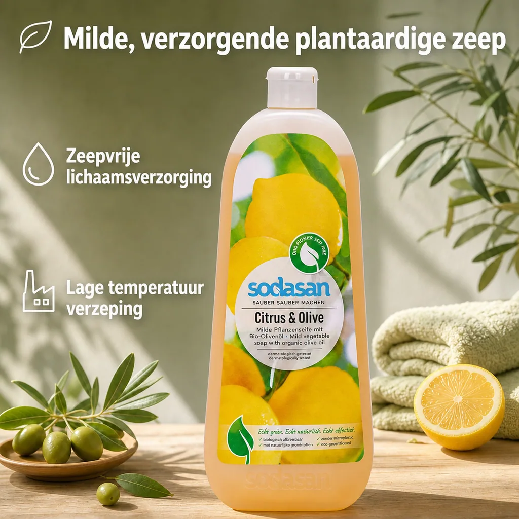 Vloeibare zeep, 1 Liter, citrus olijf, plantaardige zeep
