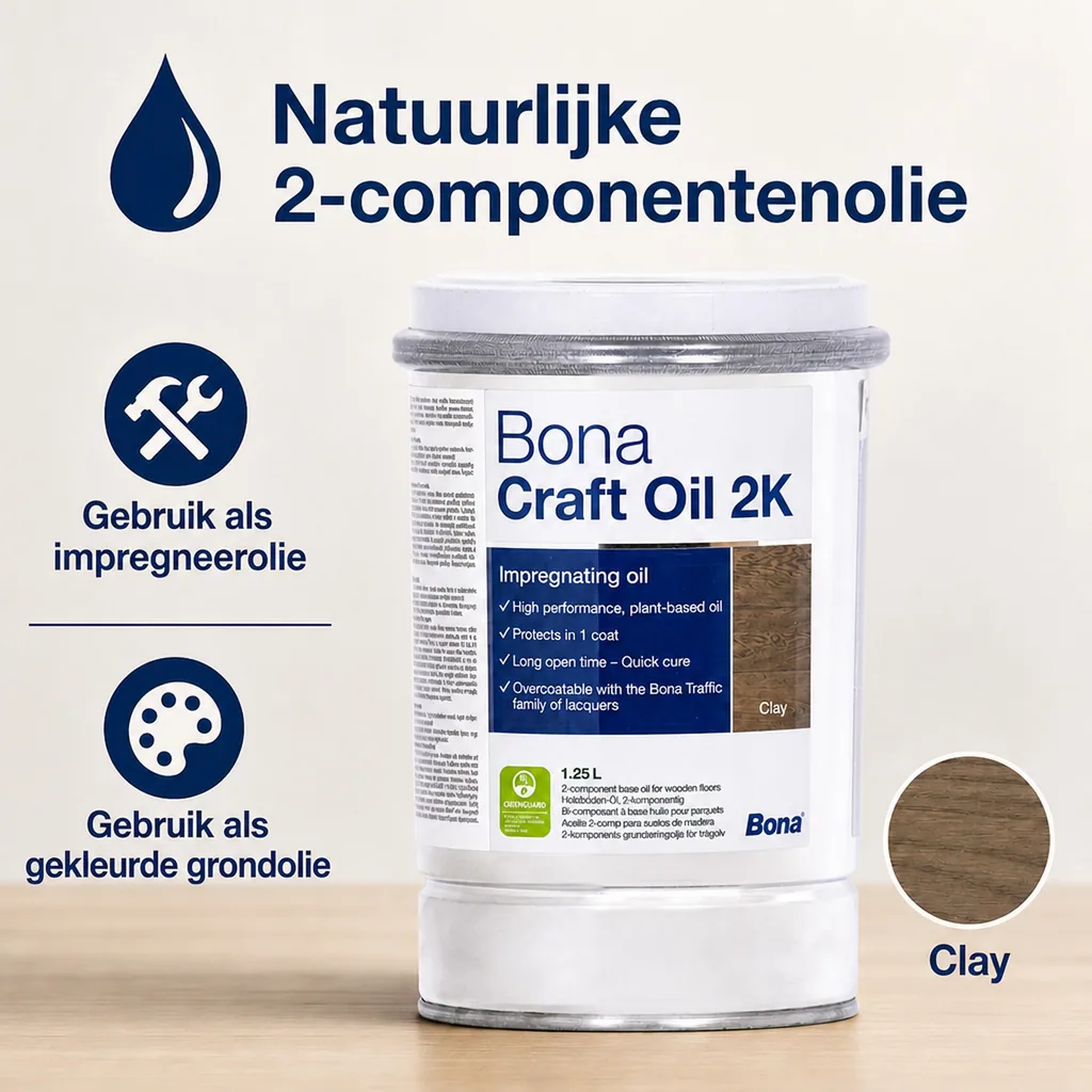 Olie voor houten vloer 1,25 Liter, 2K kleurolie, bruin