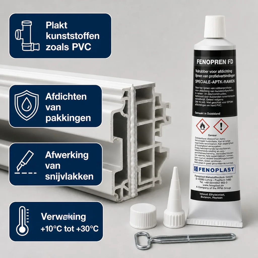 Lijmkit zwart, afdichtingskit zwart, vulmiddel zwart, FENOPLAST Fenopren FD 180g