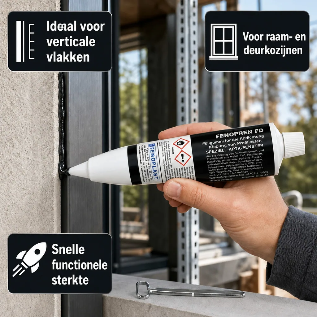 Lijmkit zwart, afdichtingskit zwart, vulmiddel zwart, FENOPLAST Fenopren FD 180g