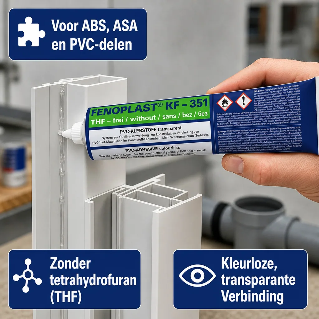 PVC lijm transparant, Quellschweißmittel, FENOPLAST KF-351, 180 g/200 ml, voor PVC hard