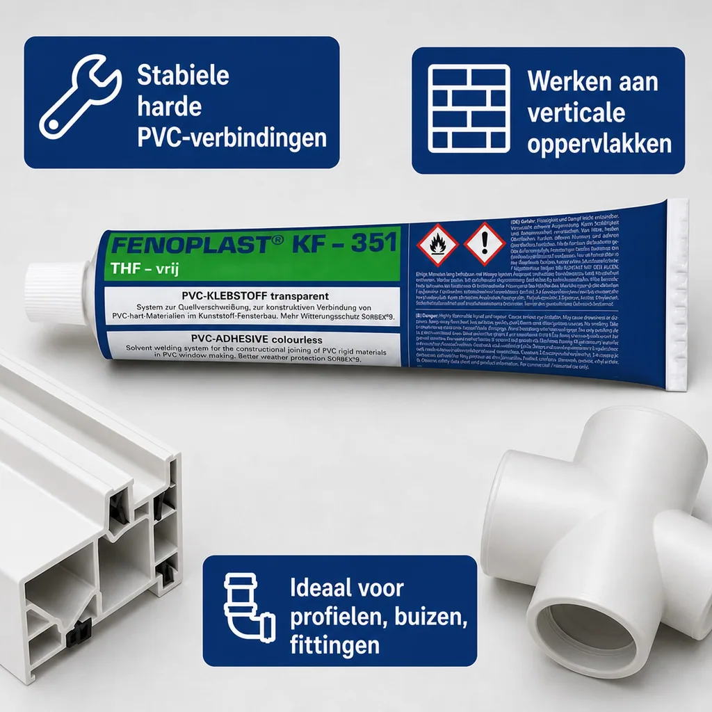 PVC lijm transparant, Quellschweißmittel, FENOPLAST KF-351, 180 g/200 ml, voor PVC hard