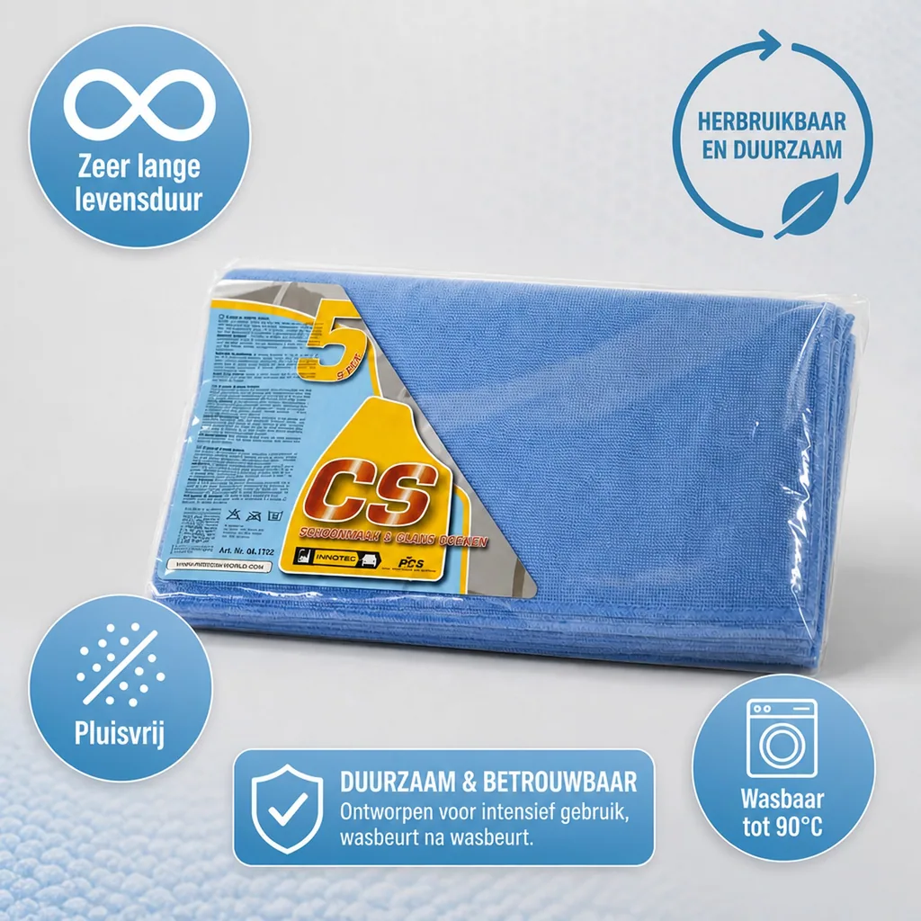 Poetsdoeken, blauw, 5 stuks, reinigingsdoekjes