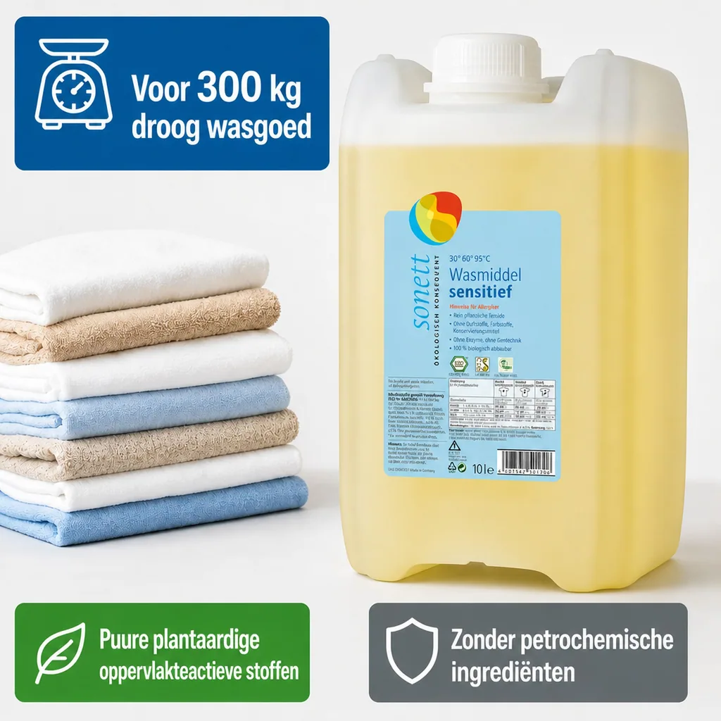 Wasmiddel gevoelige huid, vloeibaar wasmiddel, 5 Liter, wasmiddel zonder parfum, zonder kleurstoffen