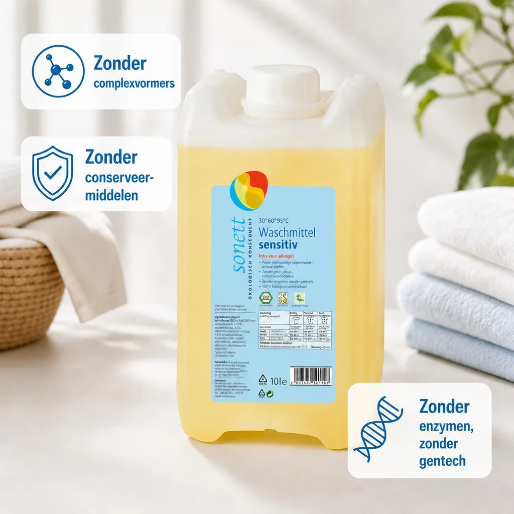 Wasmiddel gevoelige huid, vloeibaar wasmiddel, 5 Liter, wasmiddel zonder parfum, zonder kleurstoffen