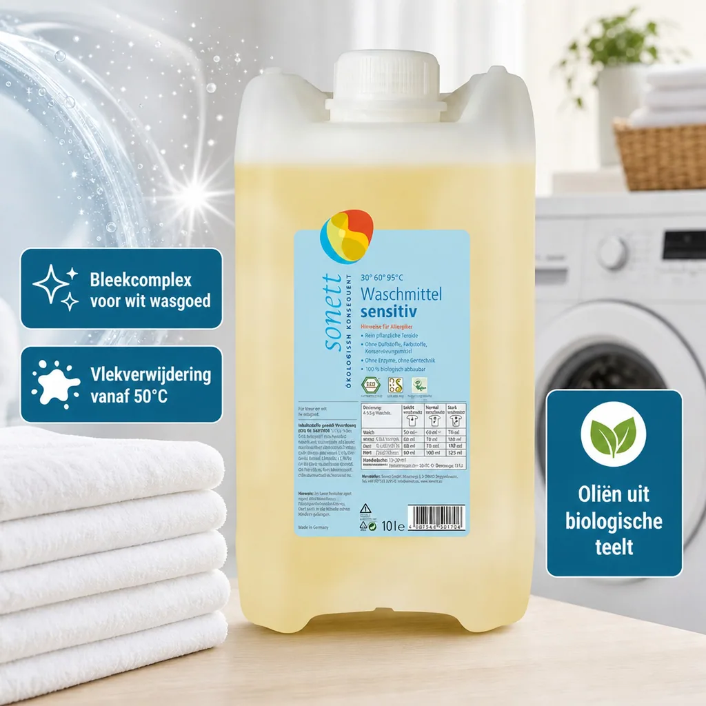 Wasmiddel gevoelige huid, vloeibaar wasmiddel, 5 Liter, wasmiddel zonder parfum, zonder kleurstoffen