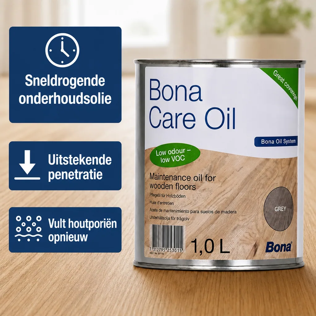 Onderhoudsolie houten vloer, grijze vloerolie, 1 Liter, olie voor houten vloer