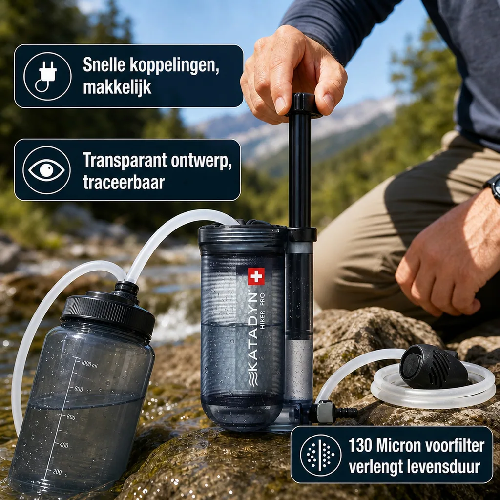 Waterfilter, draagbare waterfilter, waterzuivering, Katadyn Hiker Pro Filter Transparent