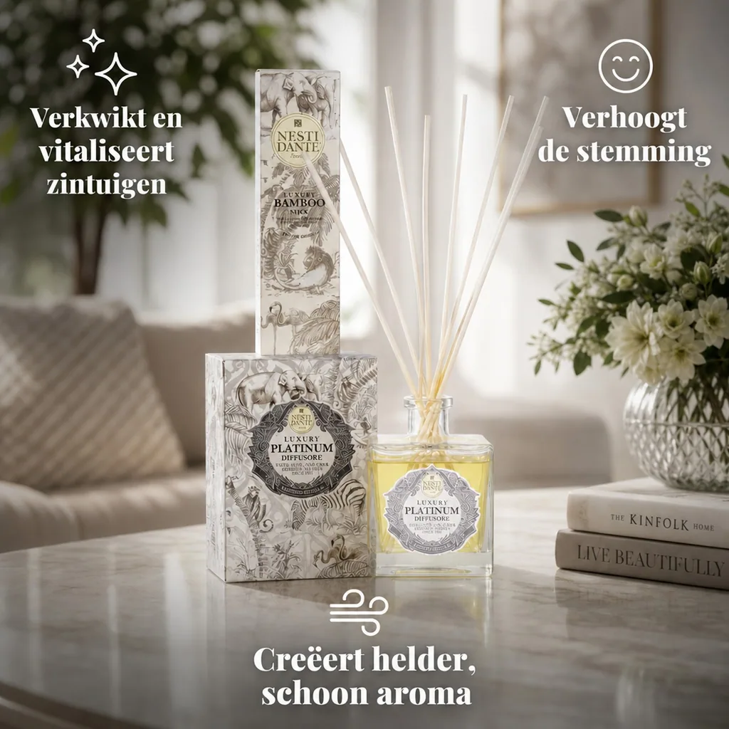Huisparfum PLATINUM 500 ml incl. Bambusstäbchen, kamerparfum, geurverspreider