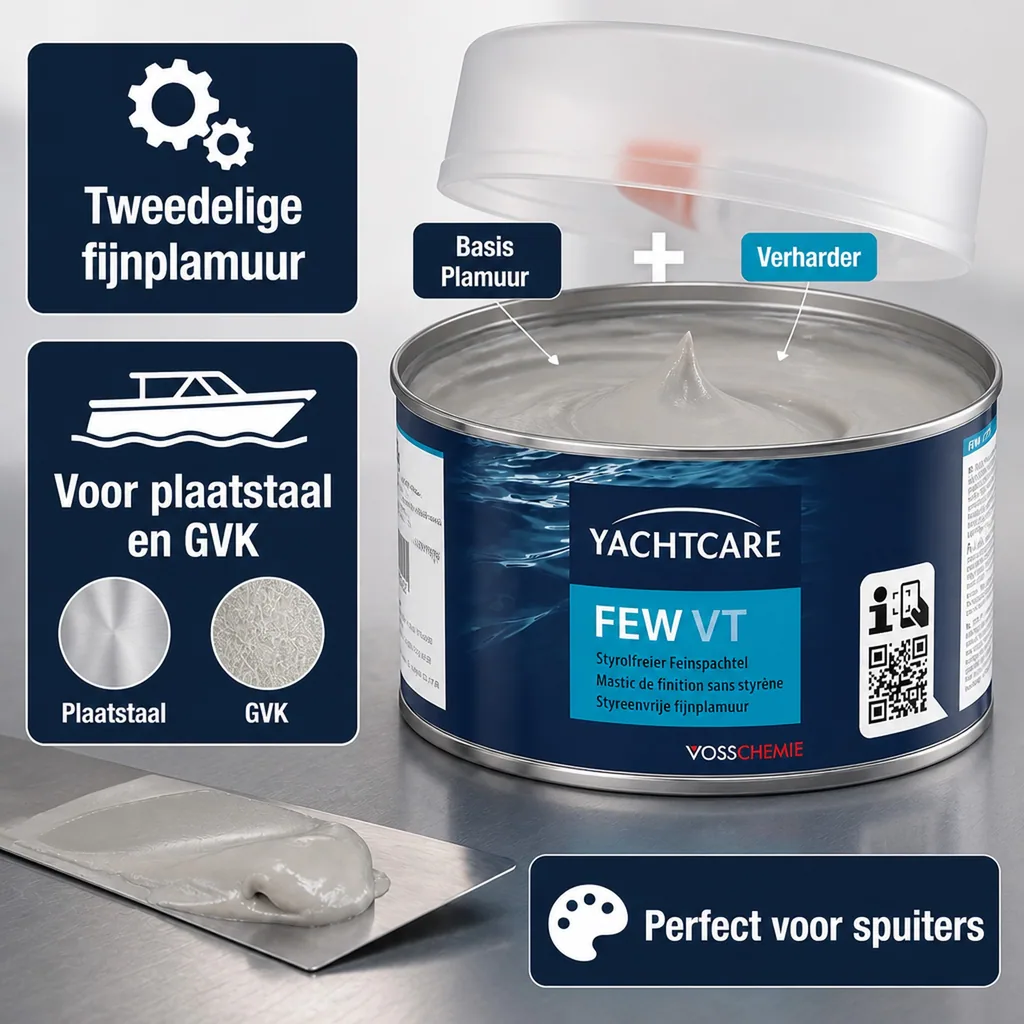 Polyesterplamuur, Boot plamuur, Fijne plamuur, 250 g styreenvrije Feinspachtel