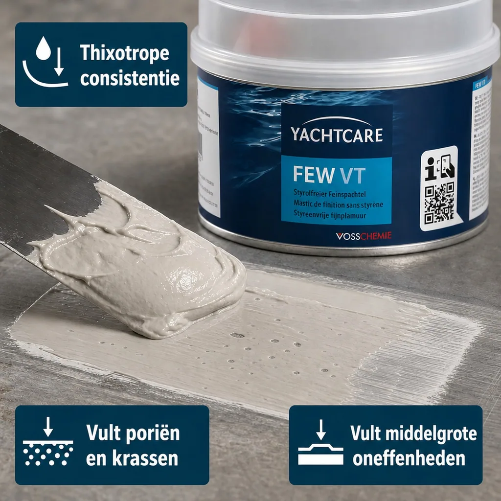 Polyesterplamuur, Boot plamuur, Fijne plamuur, 250 g styreenvrije Feinspachtel