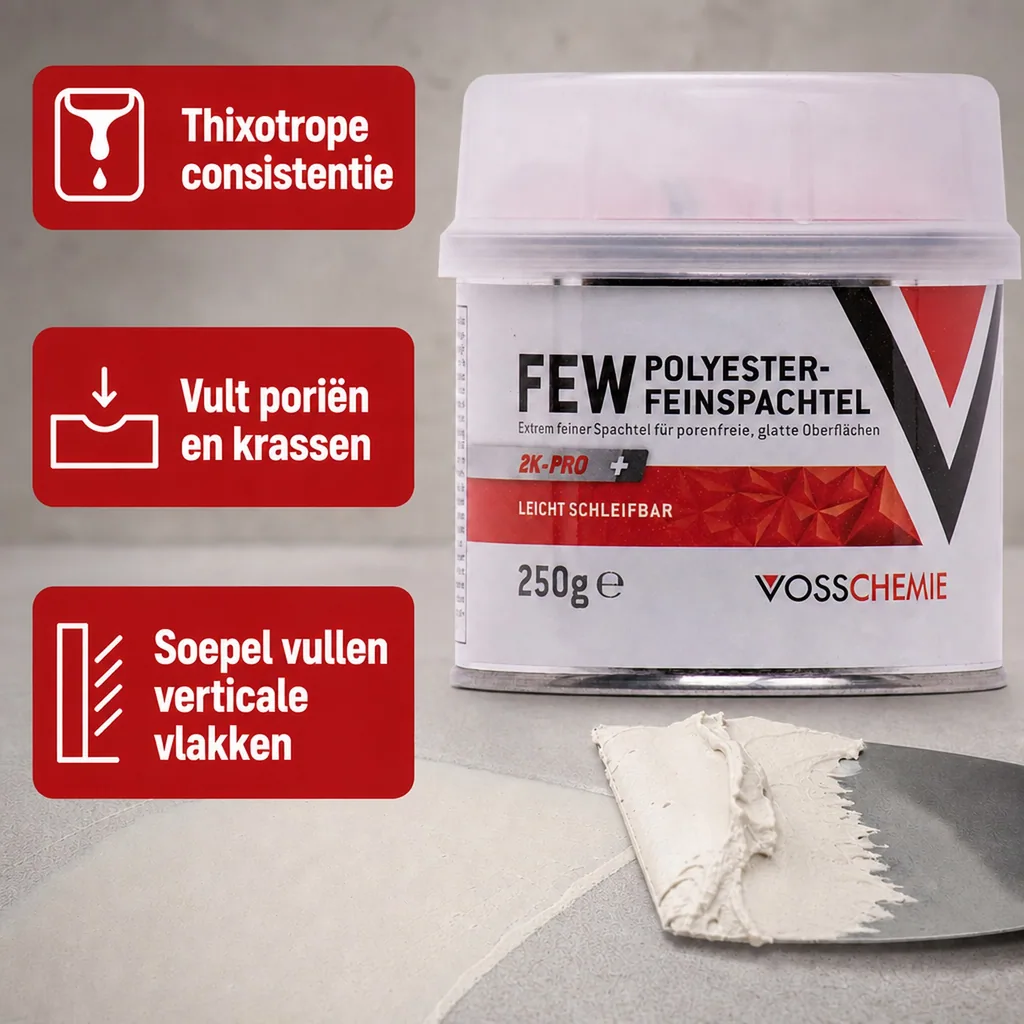 Polyesterplamuur 250 g, 2K Plamuur, Fijne Plamuur, Plamuur Auto
