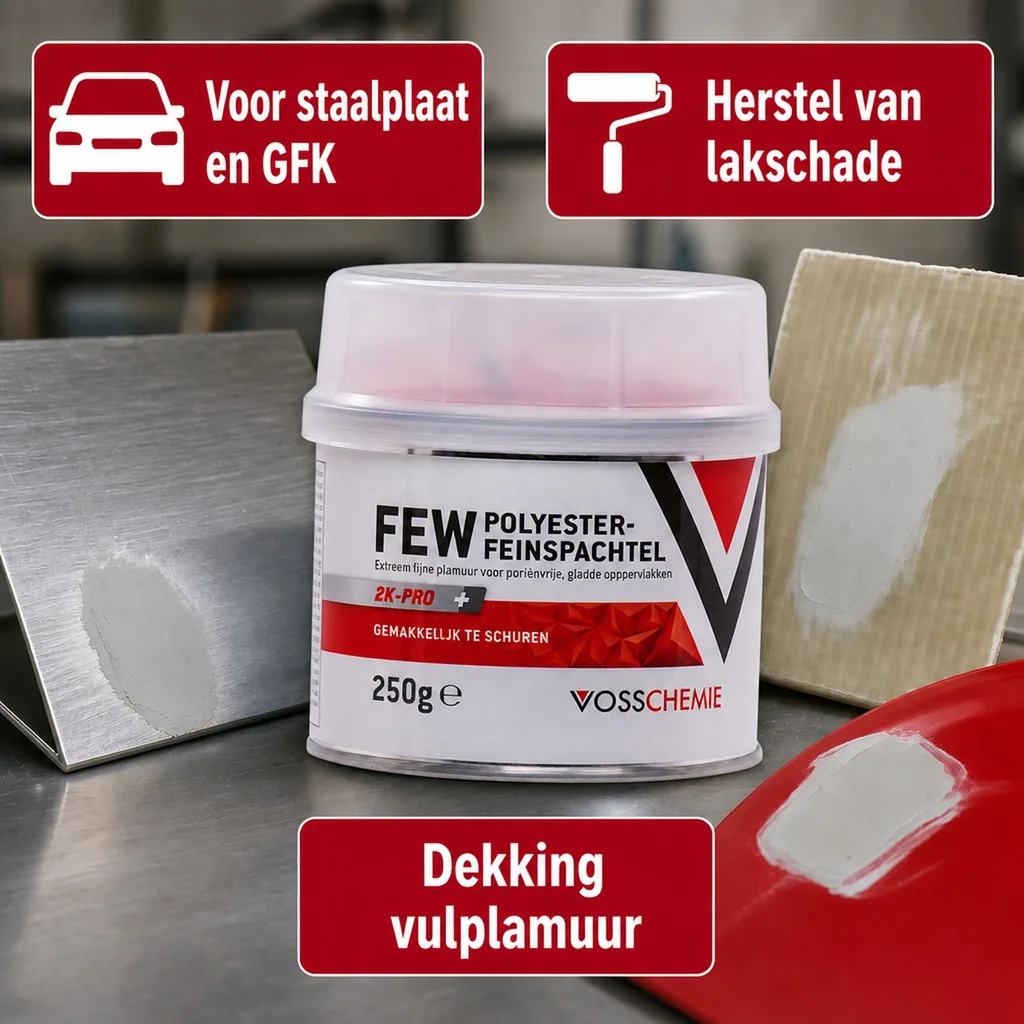 Polyesterplamuur 250 g, 2K Plamuur, Fijne Plamuur, Plamuur Auto